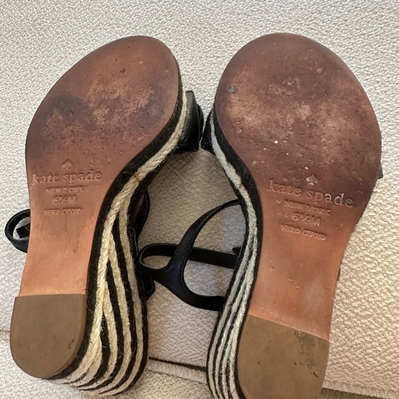 Kate Spade Espadrilles Wedge Sandals Black and White Size 6.5 - Picture 8 of 9